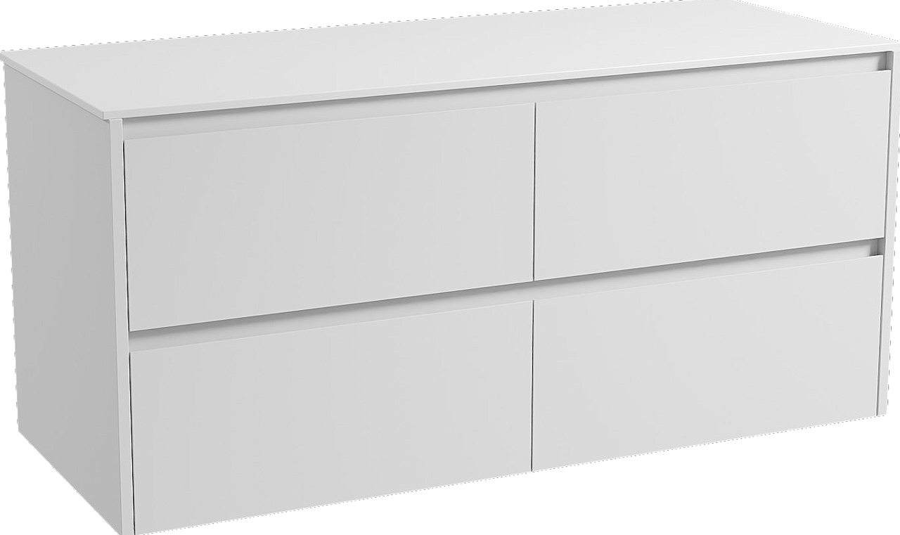 Storke Seda hängendes Möbelstück Set: 130 x 52 cm, Weiß matt, mit Tavola Einzel- oder Doppel Waschtischplatte, Solid Surface Weiß matt