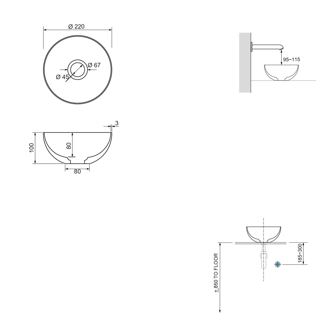 Balmani Mitra zwevend toiletmeubel 42 x 21 cm amerikaanse notelaar met Facetta tablet en Bari XS waskom in Portoro Gold marmer
