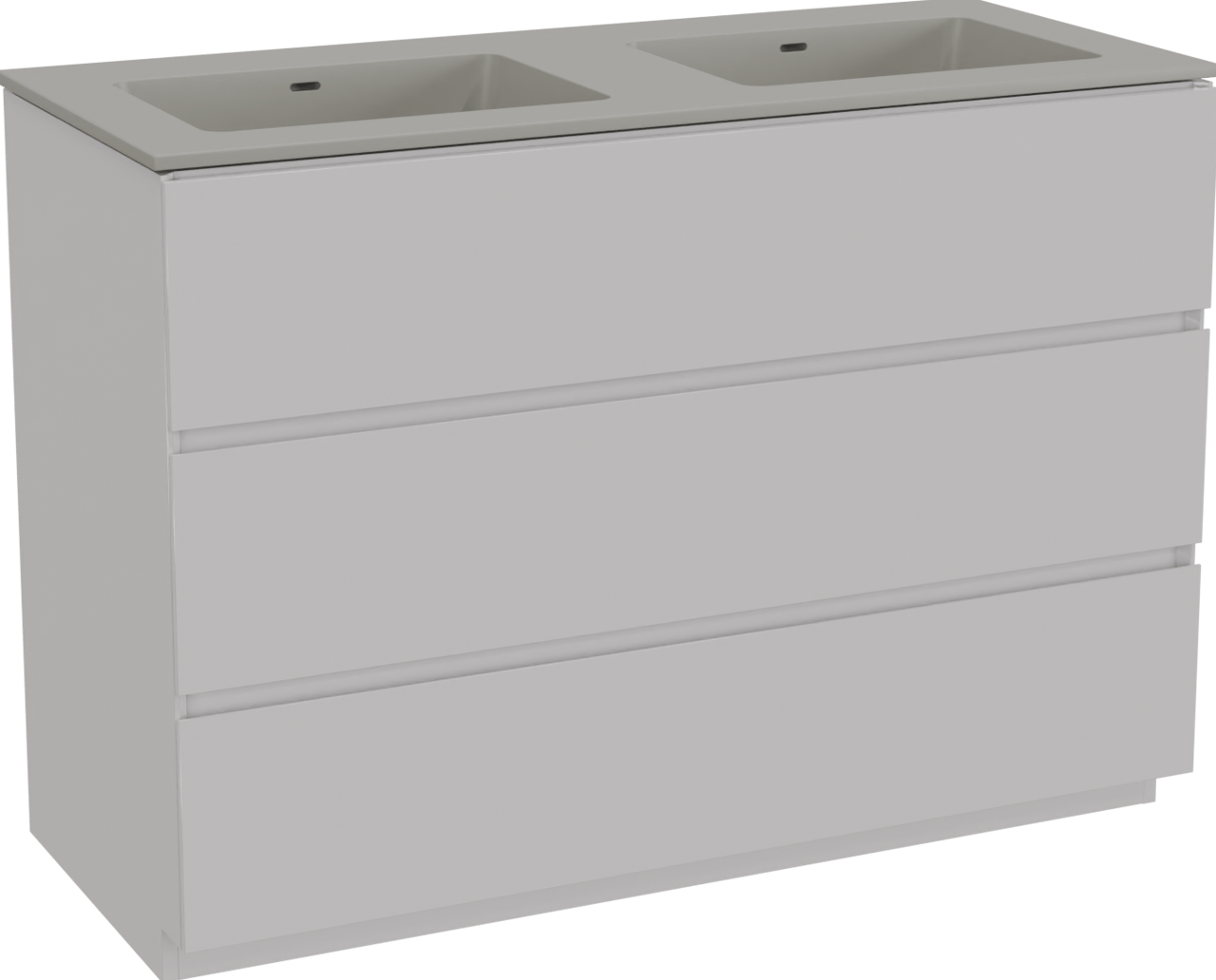 Storke Edge staand badmeubel 120 x 52 cm hoogglans wit met Diva dubbele wastafel in top solid zijdegrijs