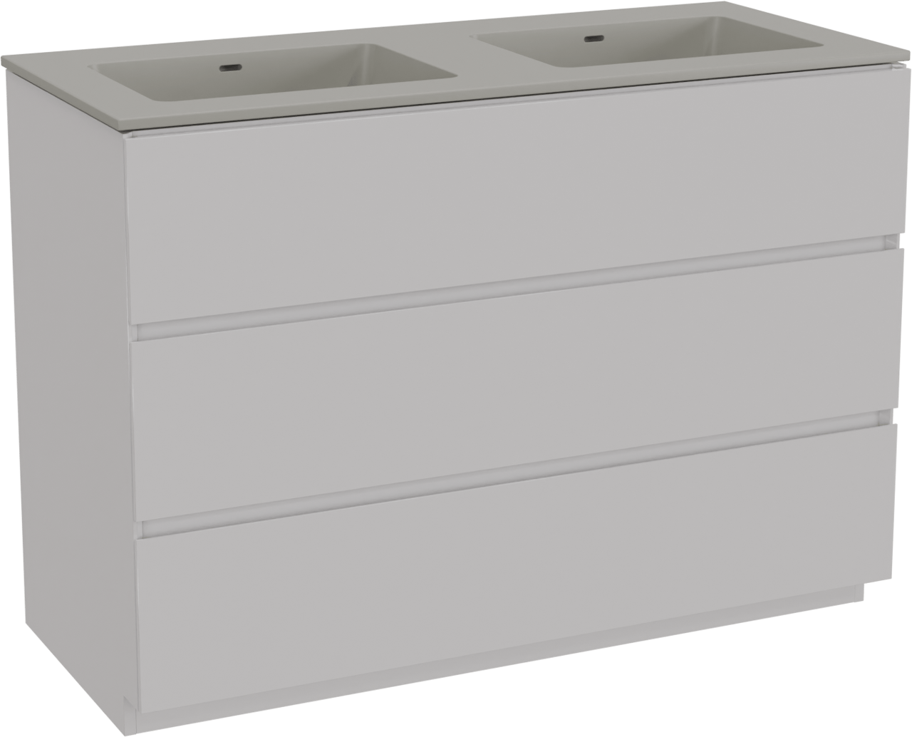 Storke Edge staand badkamermeubel 120 x 52 cm glanzend wit met Diva dubbele wastafel in top solid zijdegrijs