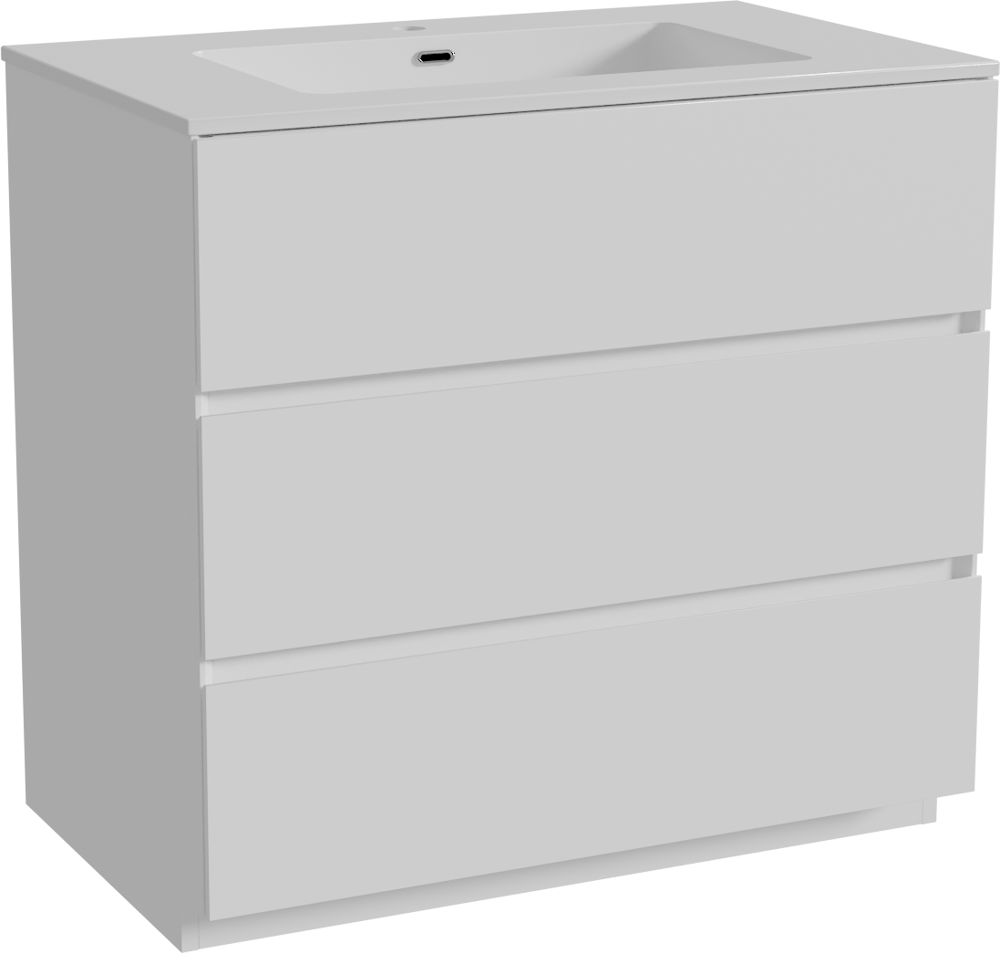 Storke Edge meuble salle de bains à poser 85 x 52 cm blanc mat avec Diva plan simple en marbre composite blanc brillant