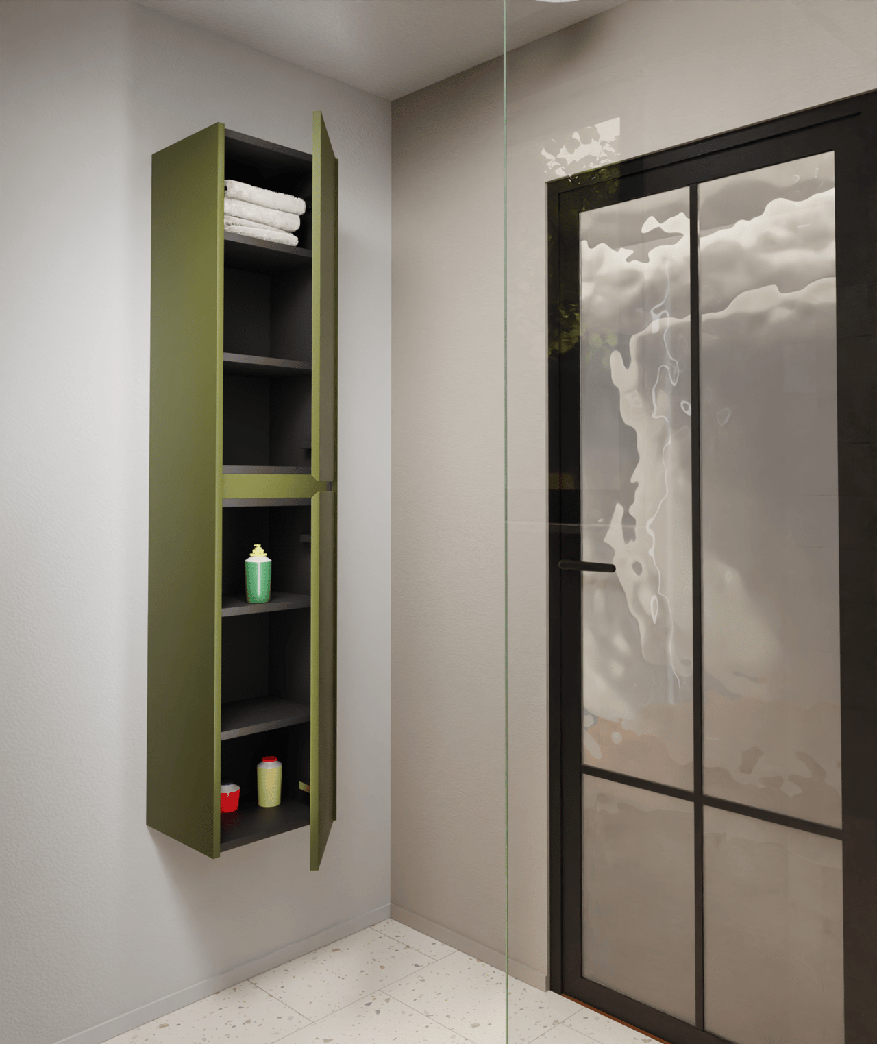 Storke Seda Badhochschrank: Hängend, Olivgrün, 40 x 35 x 170 cm