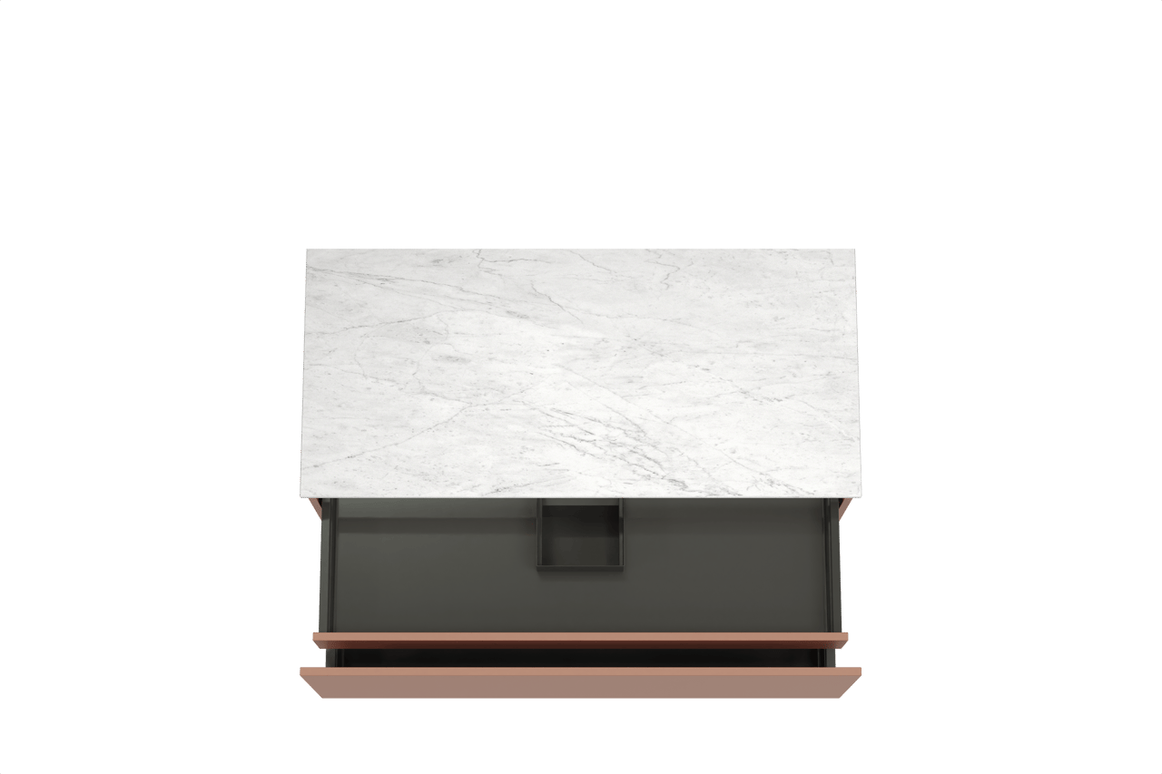 Balmani Sfera zwevend badmeubel 120 x 55 cm cotto met Stretto enkel of dubbel wastafelblad in marmer carrara