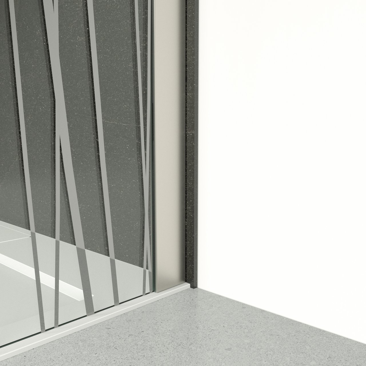 Balmani Modular douche à l'italienne 100 x 200 cm verre mikado profil inox brossé