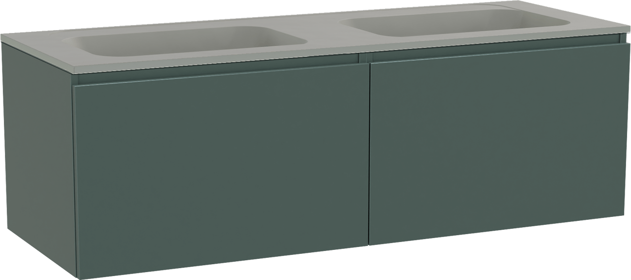 Balmani Sfera meuble salle de bains suspendu 150 x 55 cm forest avec Tablo Strada double vasque en marbre composite soie grise