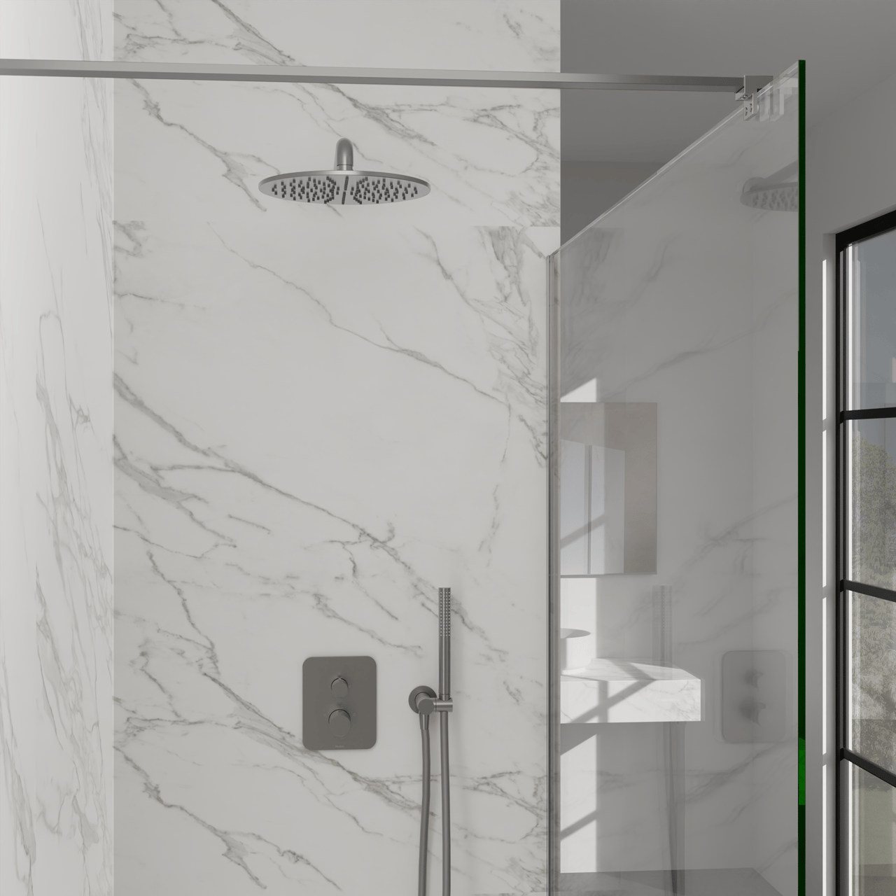 Blaufoss Round set douchette avec coude raccordement 1 fonction de jet Brushed CoolMetal