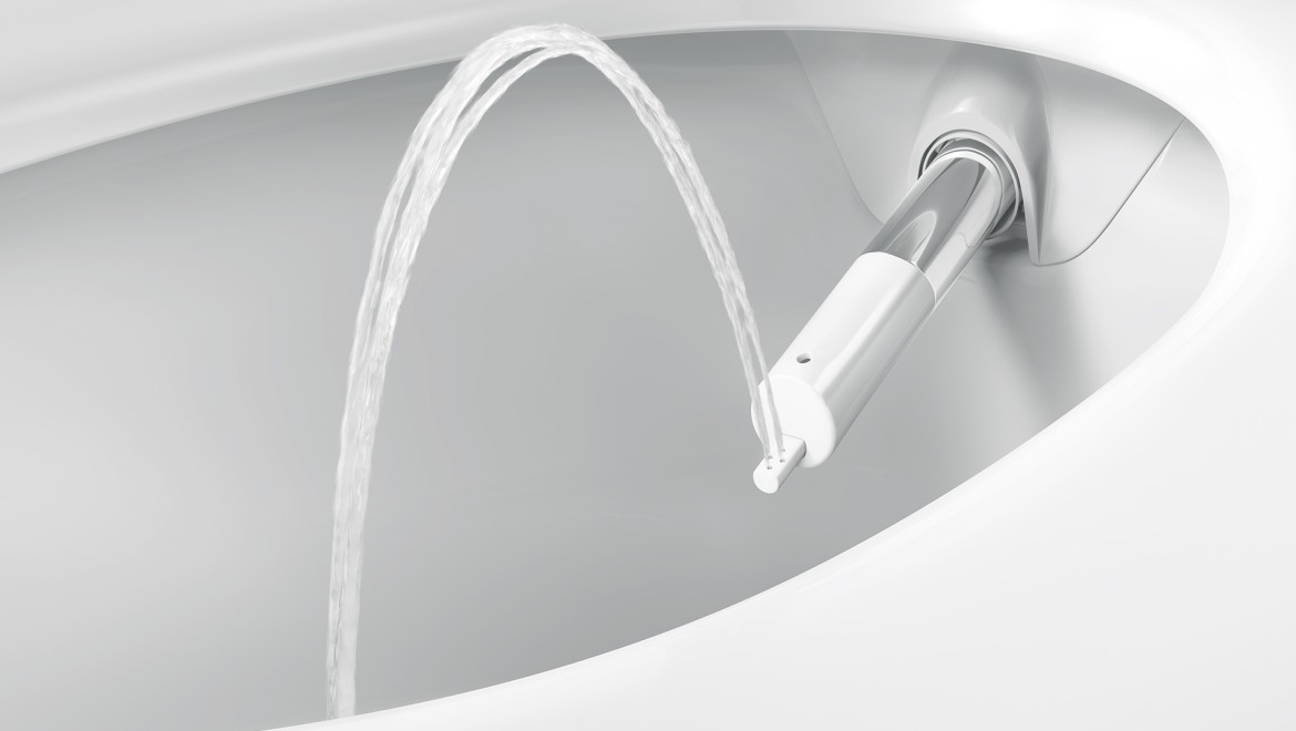 Geberit Aquaclean Sela WC Japonais Blanc Brillant bride de rinçage fine