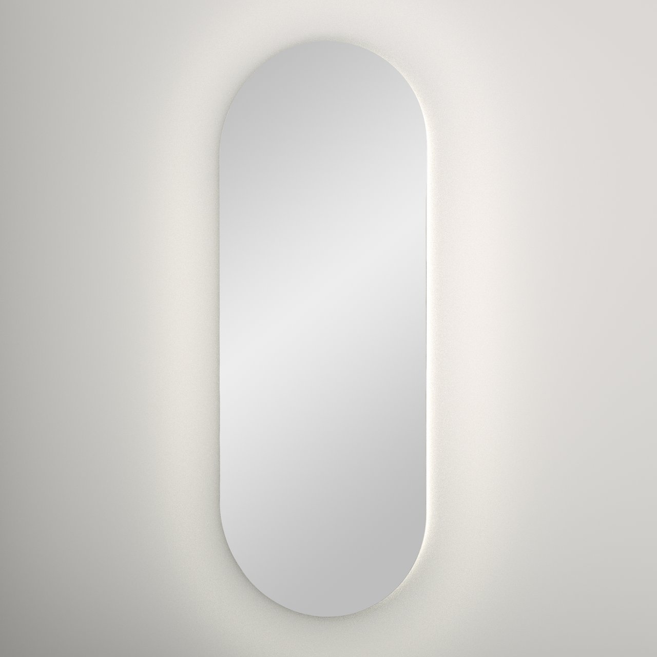 Balmani Giro Badspiegel mit Beleuchtung: Oval, 42 x 110 cm, mit Anti-Beschlag Spiegelheizung