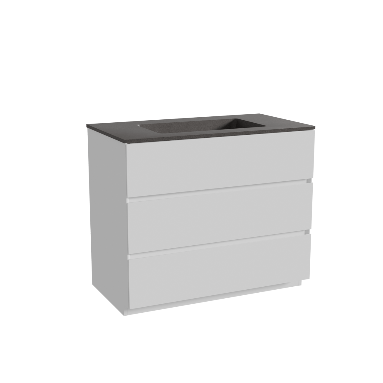 Storke Edge meuble salle de bains à poser 95 x 52 cm blanc brillant avec Scuro plan simple en quartz noir mat