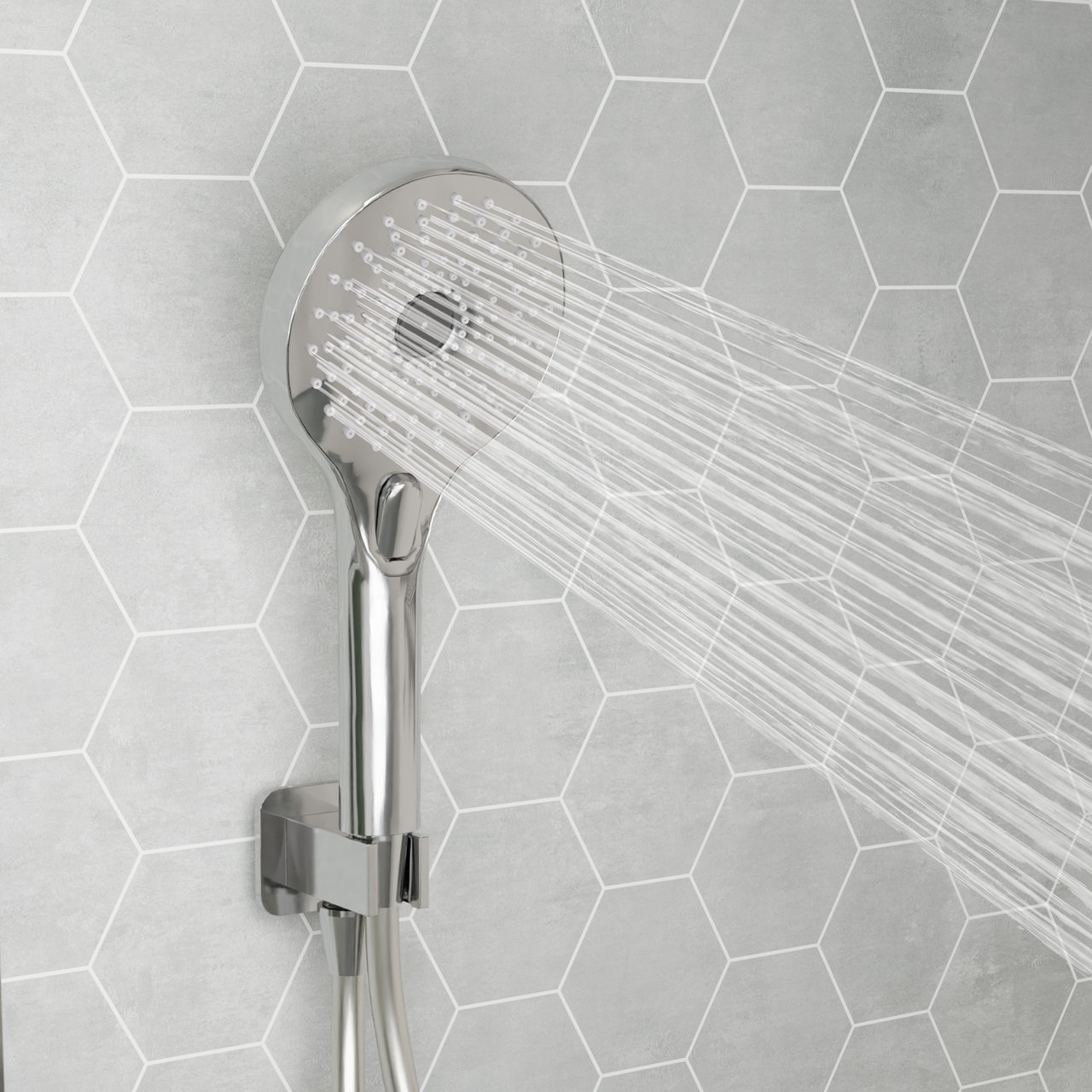 Blaufoss Onos Pommeau de douche set avec coude de raccordement 3 fonctions jet chrome