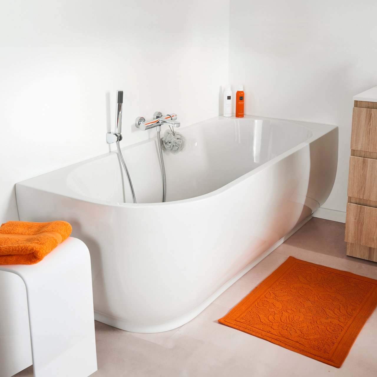 Linie Paulo 2-Personen-Eckbadewanne: rechts, 180 x 80 cm, Acryl, Weiß Glänzend