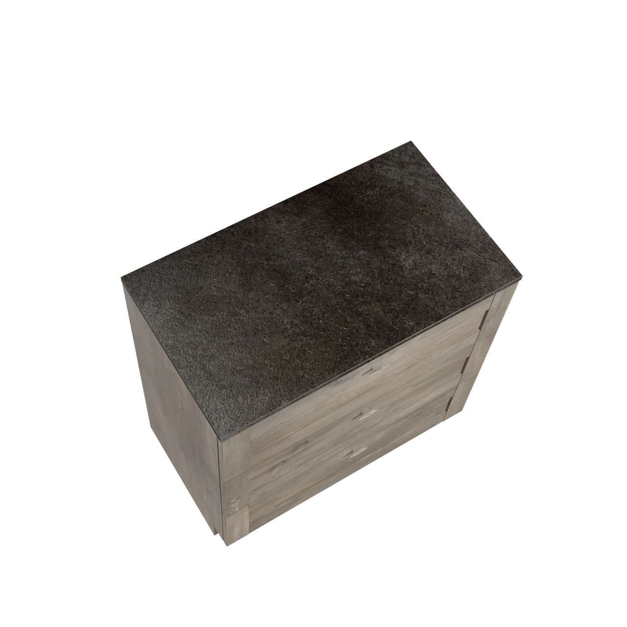 Linie Classo freistehendes Möbelstück Set: 80 x 46 cm, Graue Eiche, mit Lado Einzel Waschtischplatte, Melamin Schiefergrau