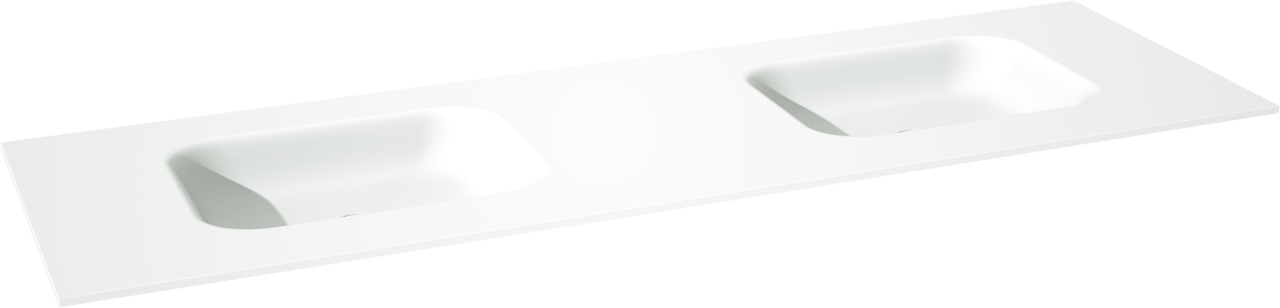 Balmani Tablo Arcato dubbele wastafel matte Solid Surface 180 x 55 cm, afvoerplug niet inbegrepen