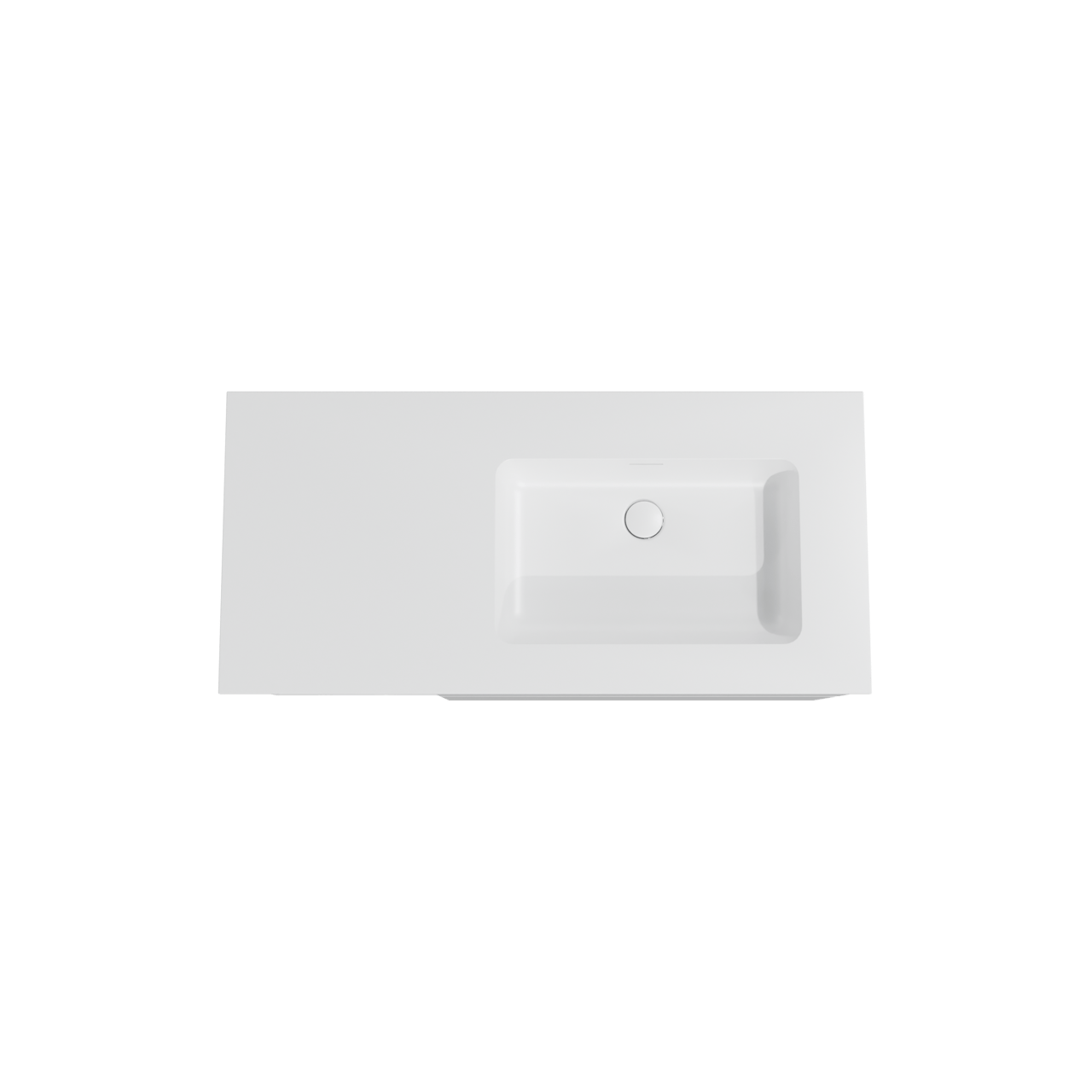 Storke Edge meuble salle de bains suspendu 110 x 52 cm blanc brillant avec Mata plan vasque asymétrique à droite en solid surface blanc mat