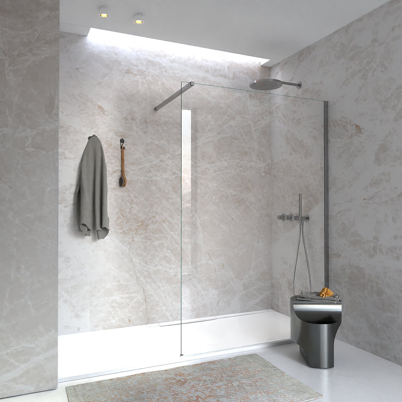 Blaufoss Nola 300 Tête de douche rond 30 cm avec support mural Brushed Coolmetal