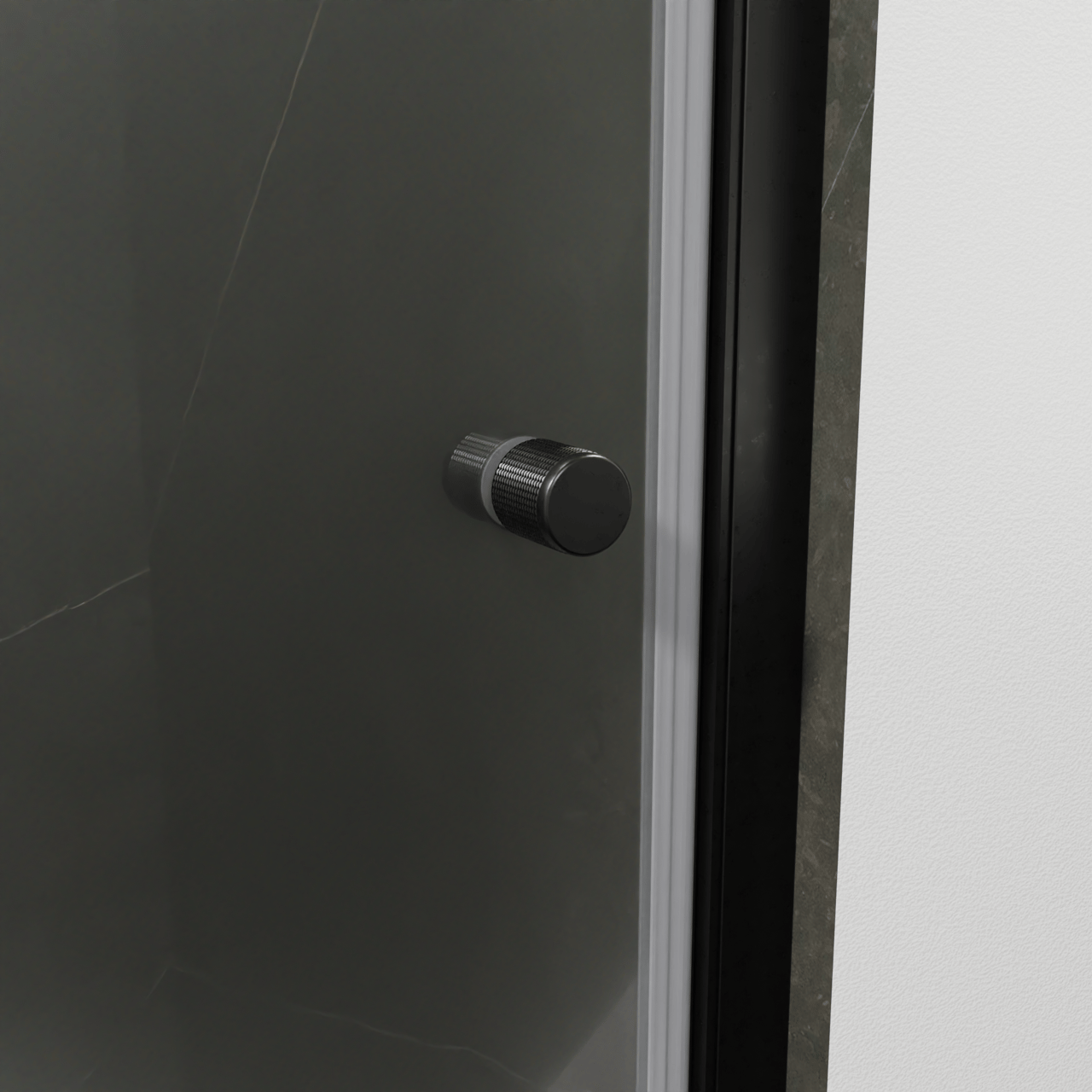 Luca Varess Kuresa porte pivotante 95 x 200 cm verre transparent profil noir mat