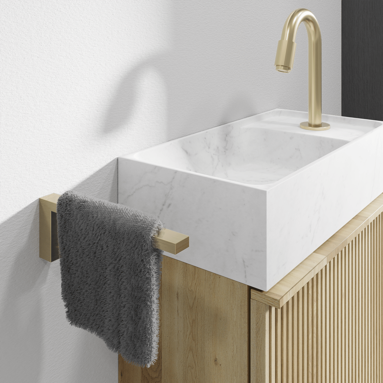 Blaufoss Noma Small handdoekhouder Brushed Champagne Gold 19cm