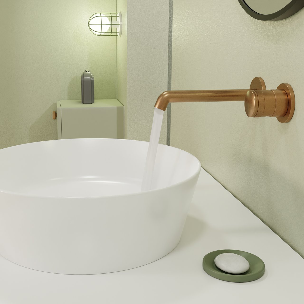 Blaufoss Pavilion robinet mural lavabo Brushed Rosegold incl élément intégré