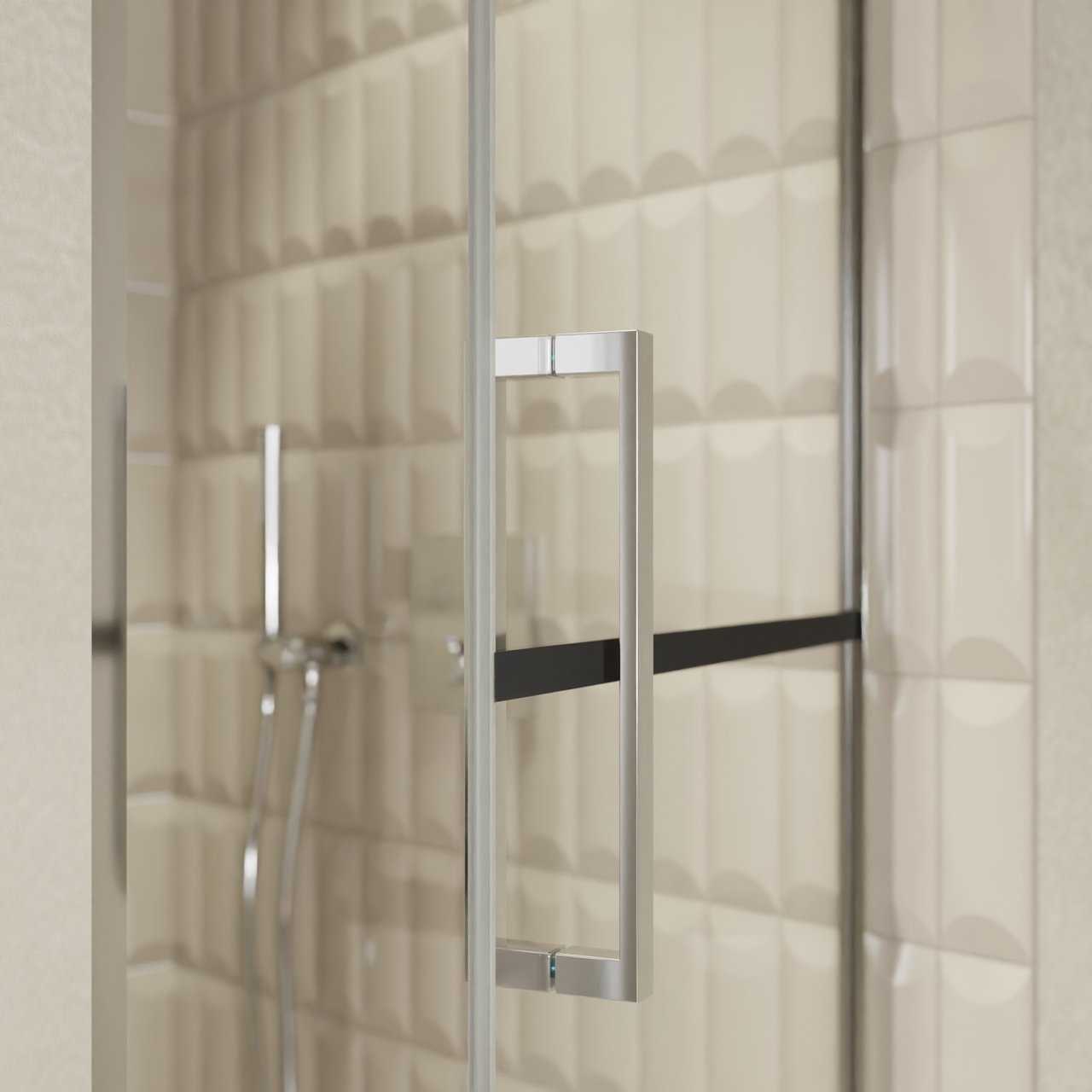 Balmani Senses Design douche draaideur rechts 90 cm x 210 cm Lined glas, Chroom profielen