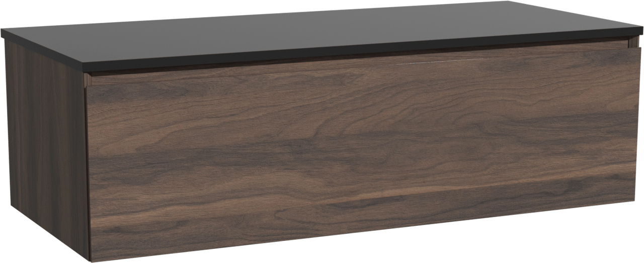 Storke Edge meuble salle de bains suspendu 120 x 52 cm noyer avec Panton tablette simple ou double en mdf enduit de poudre noir mat