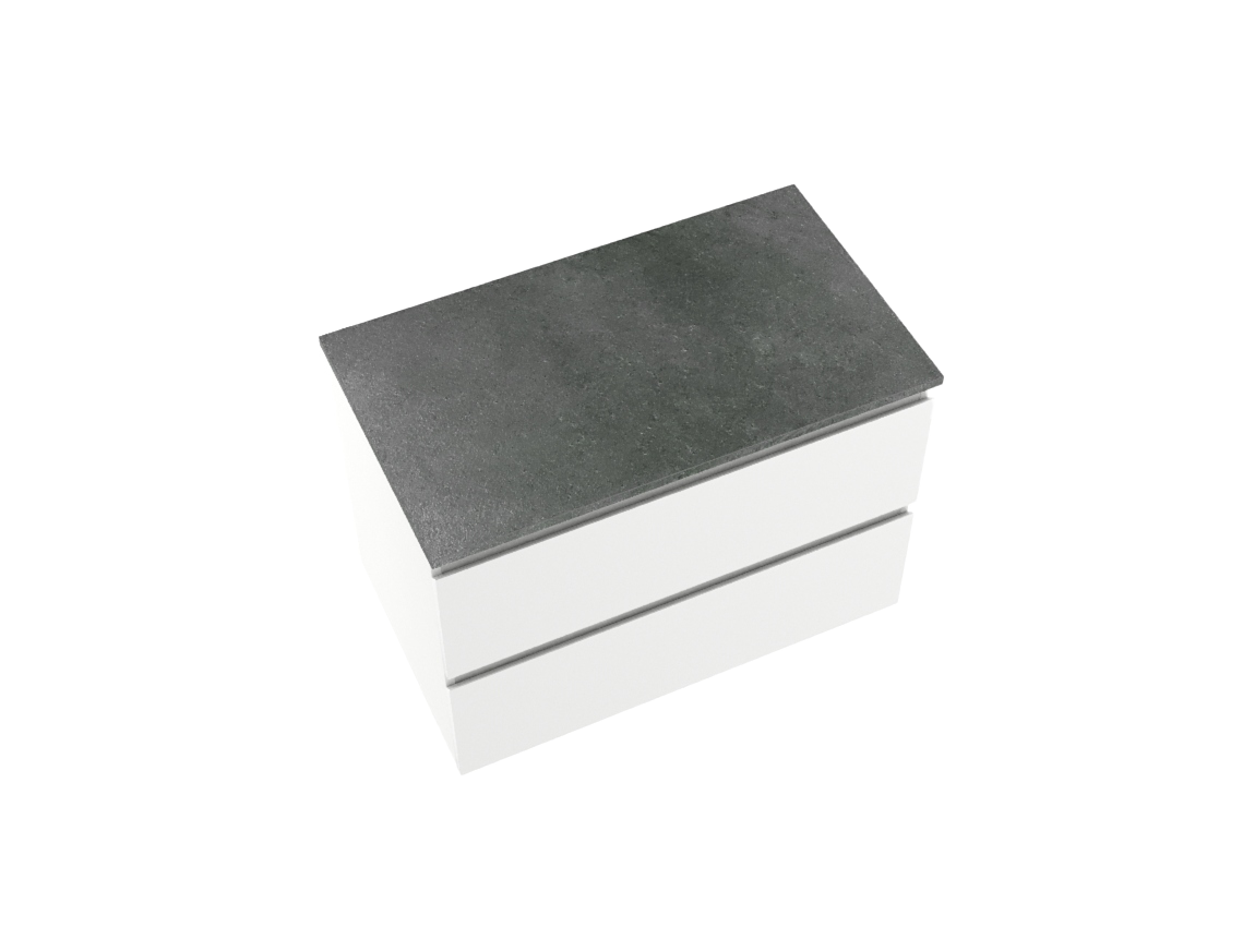 Linie Lado meuble salle de bains suspendu 80 x 46 cm blanc brillant avec Lado tablette simple en mélaminé ardoise gris