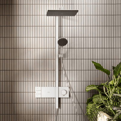 Hansgrohe Raindance Alive Q Showerpipe regendoucheset 210/340 2jets, Ecosmart met Showerselect Comfort Mat wit