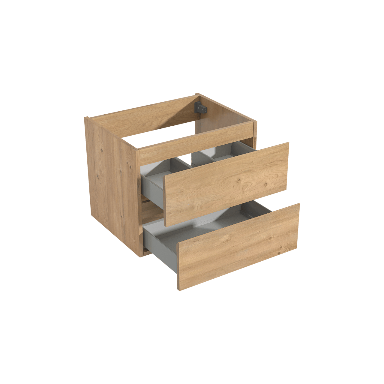 Storke Delta zwevend wastafelonderkast 60 x 48 cm naturel eiken 2 lades