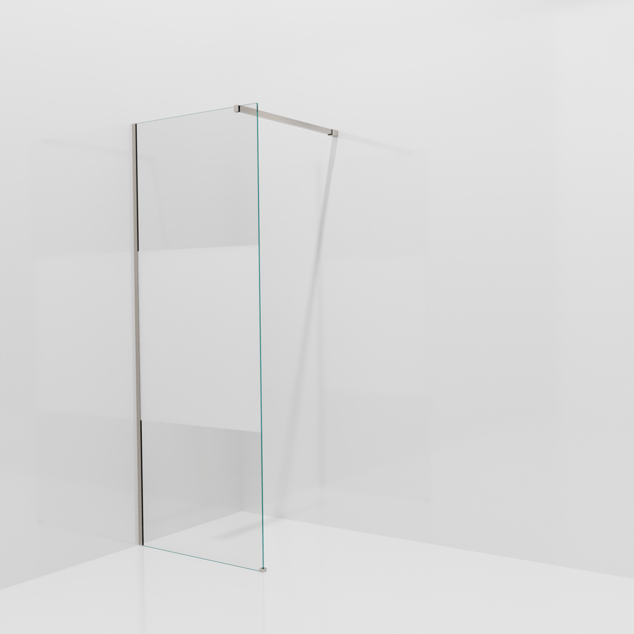 Balmani Modular inloopdouche: 80 x 200 cm, Helder glas met matte strook, Brushed CoolMetal profielen