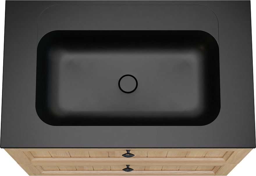 Balmani Lemon staand badkamermeubel 90 x 55 cm, fineer natuur eik met Tablo Strada enkele wastafel in mat zwart