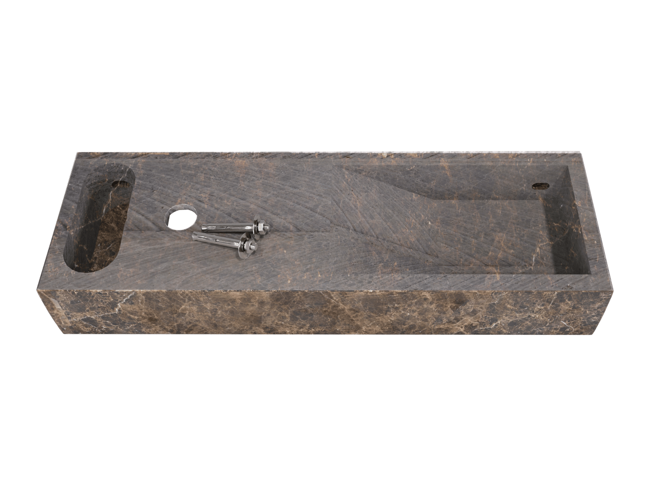 Balmani Mood Handwaschbecken: Dark Emperador Marmor, 65 x 20 cm