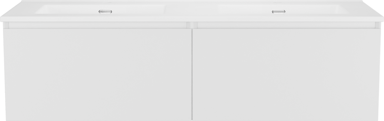 Storke Edge meuble salle de bains suspendu 130 x 52 cm blanc mat avec Kera double vasque en porcelaine blanc mat, bondes incluses