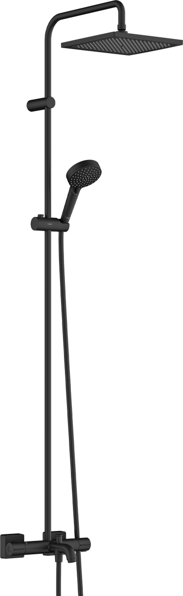 Hansgrohe Vernis Shape Duschsystem mit Thermostat-Badewannenarmatur Schwarz Matt