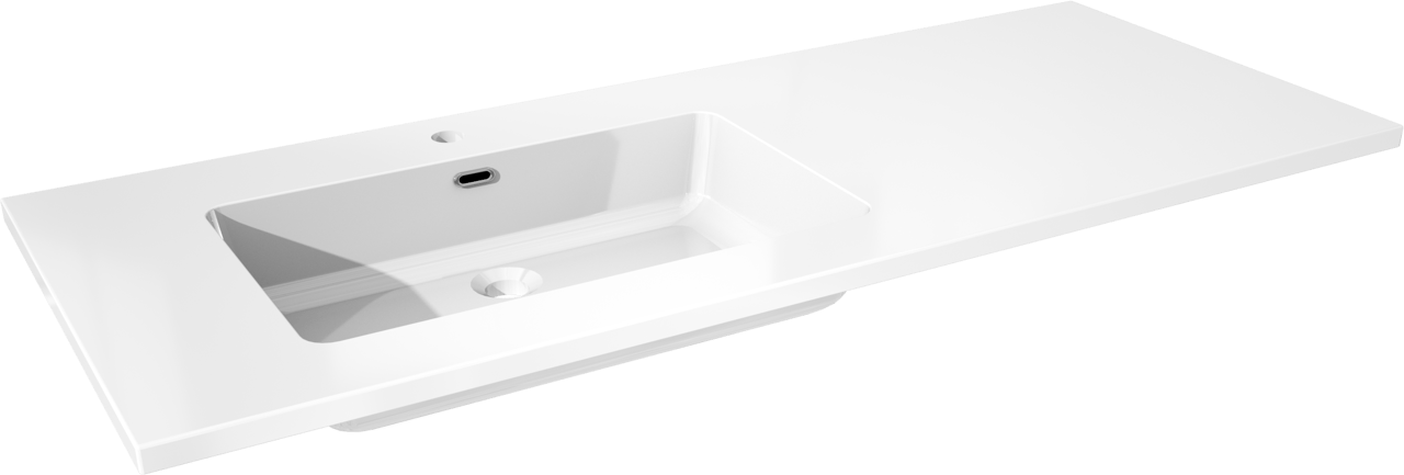 Storke Diva asymmetrisch linkse wastafel glanzend composiet marmer 130 x 52 cm combinatie kast 45 cm