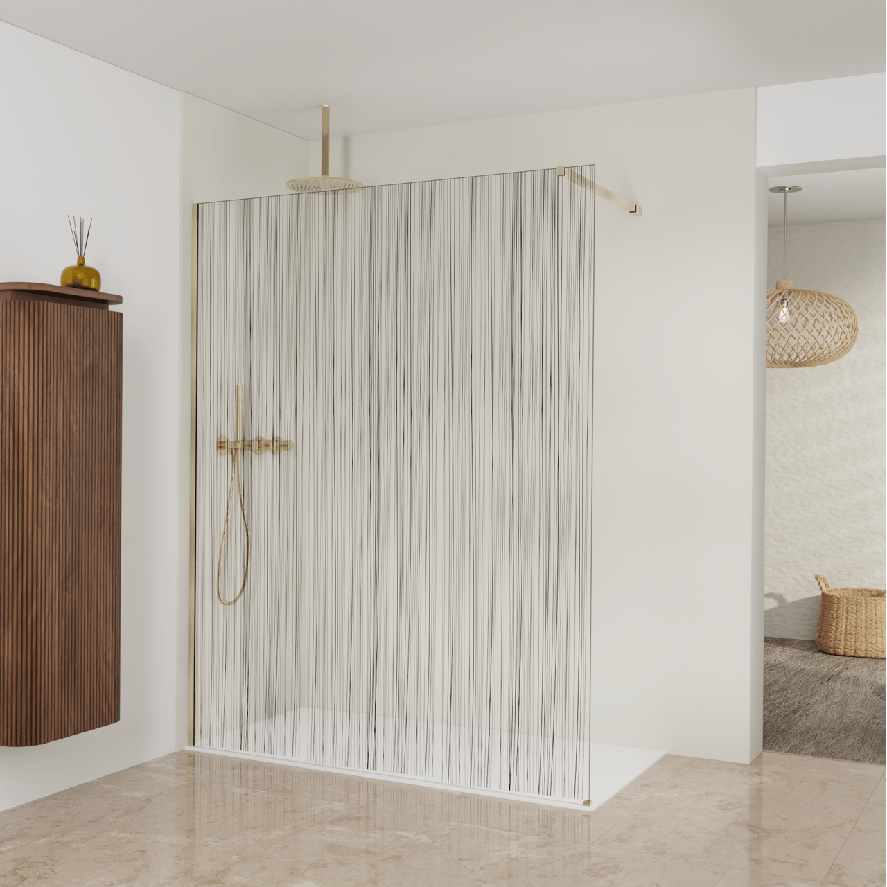 Balmani Modular inloopdouche: 160 x 200 cm, Mikado, Brushed Champagne Gold profielen
