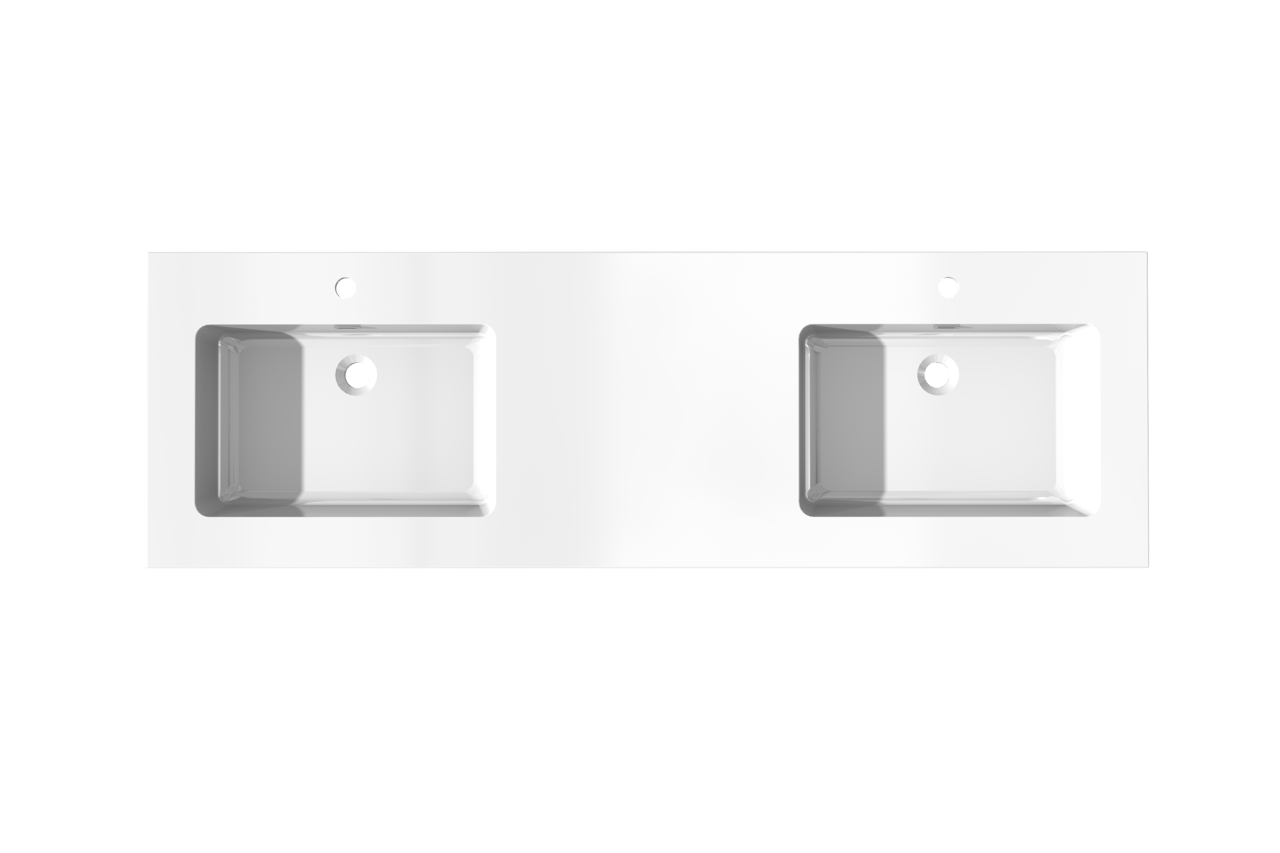 Storke Diva double vasque marbre composite brillant 165 x 52 cm
