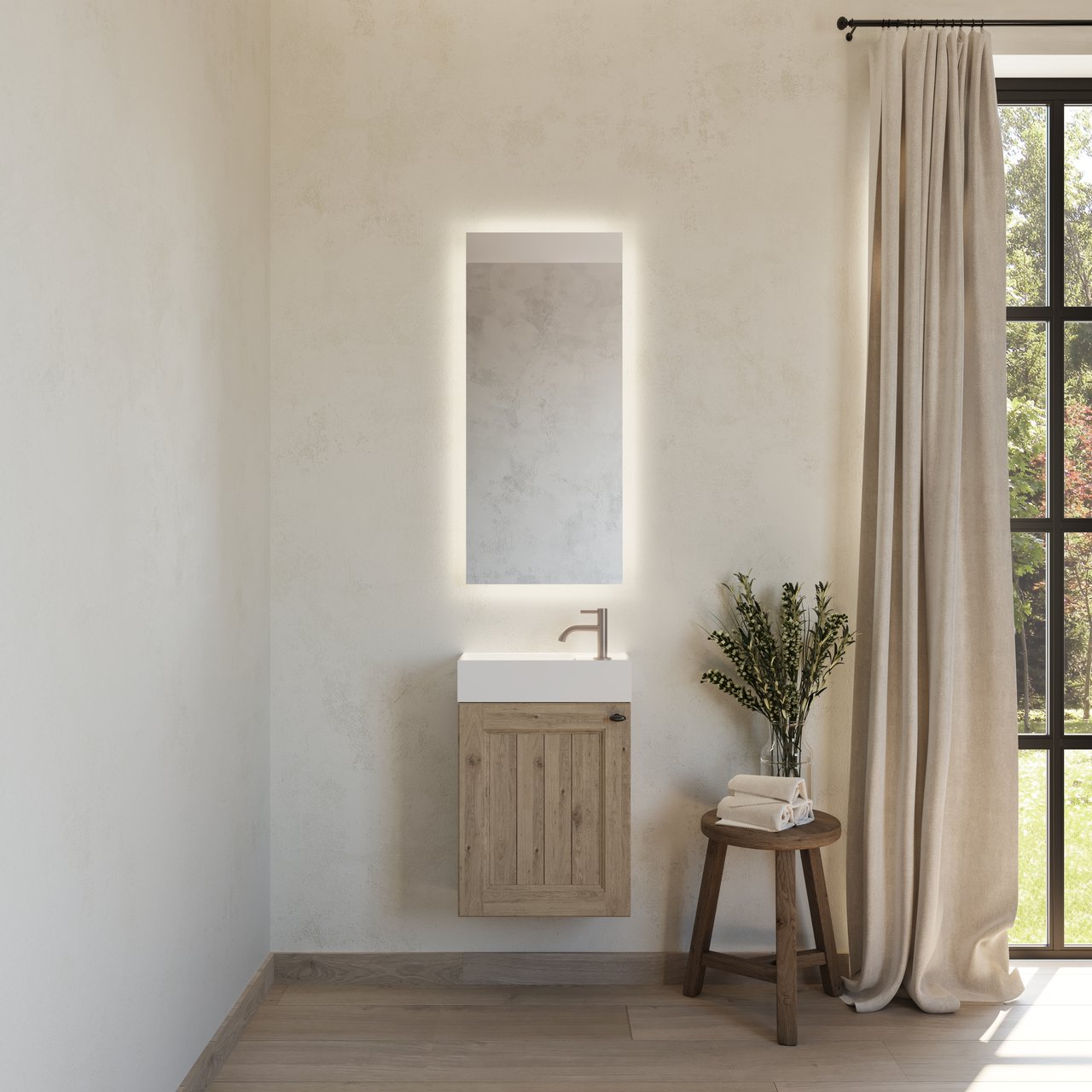 Balmani Lemon zwevende toiletmeubelkast 42 x 21 cm verweerde eik