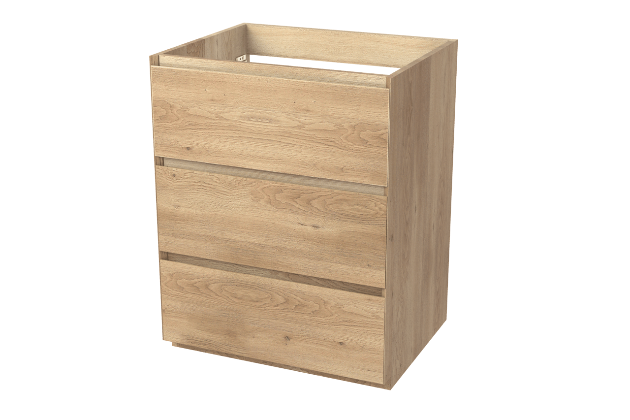 Balmani Mitra meuble sous-lavabo a poser 67,5 x 55 cm chêne naturel 3 tiroirs