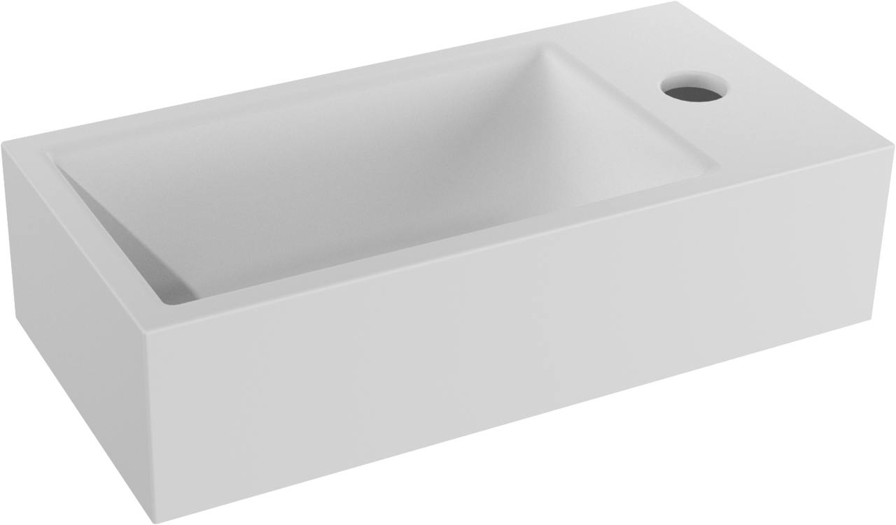 Luca Varess Cubic midi fonteintje Mat Wit Porselein 40,5x20cm rechts