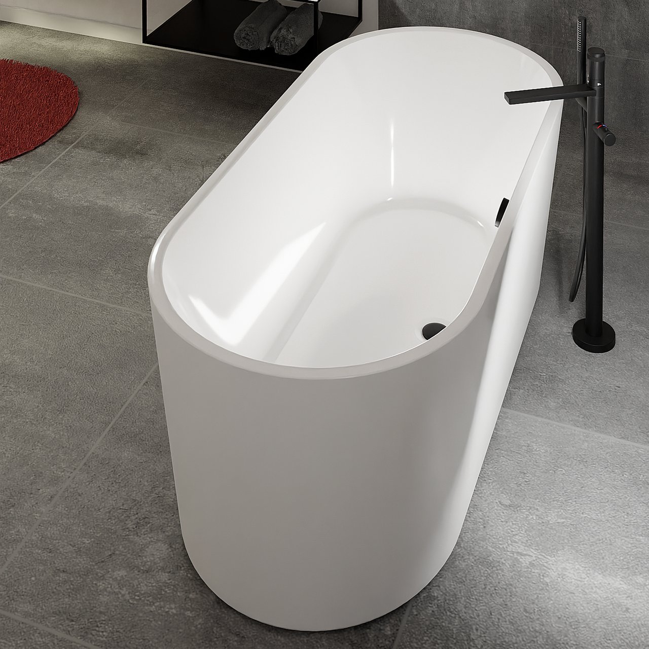 Blaufoss Sonic robinet baignoire thermostatique îlot avec douchette noir mat