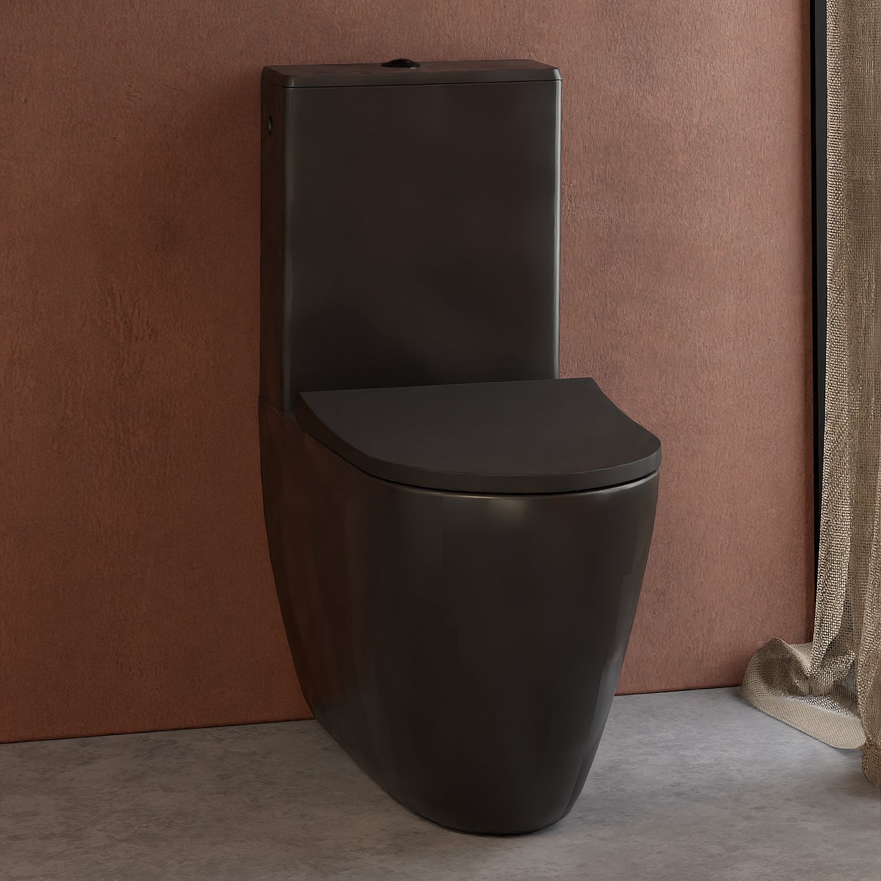 Luca Varess Vinto Stand WC: Schwarz matt, spülrandlos