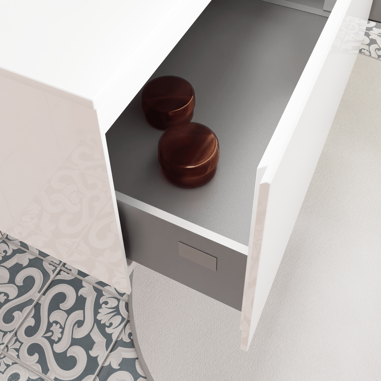 Storke Edge zwevend badkamermeubel 130 x 52 cm glanzend wit met Mata asymmetrisch rechtse wastafel in solid surface mat wit