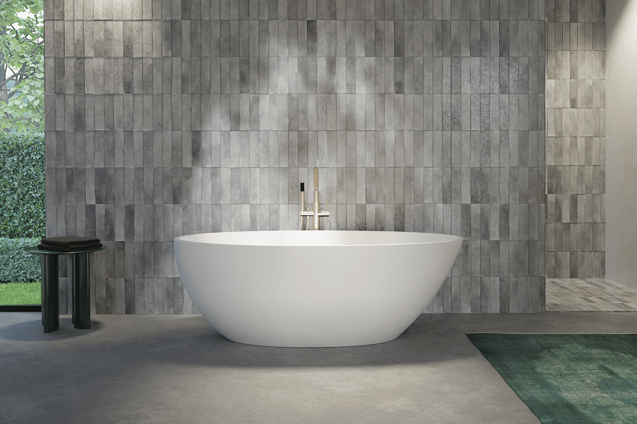 Balmani Fahro baignoire îlot ovale 170 x 85 cm Solid Surface blanc mat