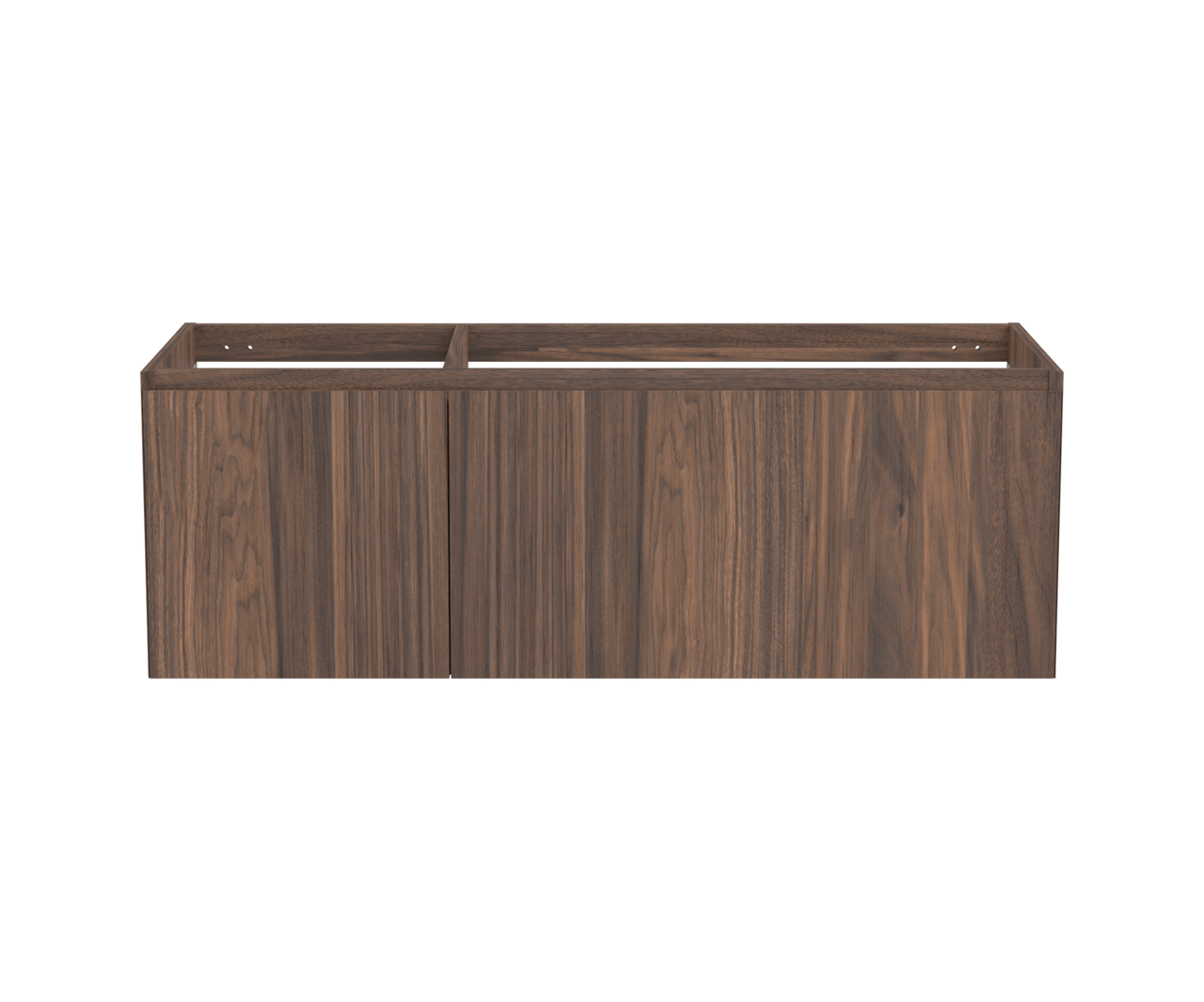 Balmani Idra hängender Waschbeckenunterschrank: 135 x 55 cm, asymmetrisch rechts, Nussbaum, Furnierholz, 4 Schubladen