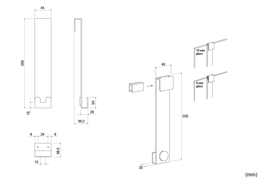 Blaufoss Gulio Duschhalter mit Doppelhaken, Brushed Gold