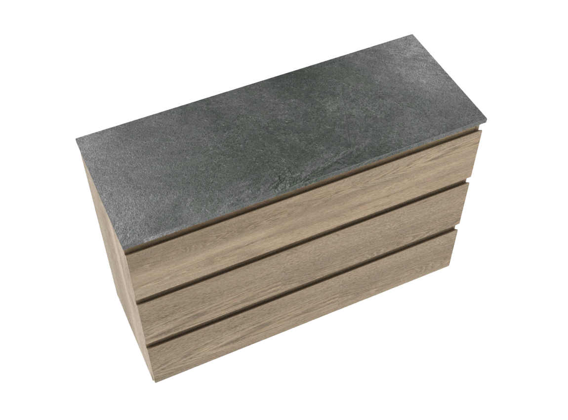 Linie Lado meuble salle de bains à poser 120 x 46 cm chêne gris avec Lado tablette simple ou double en mélaminé ardoise gris