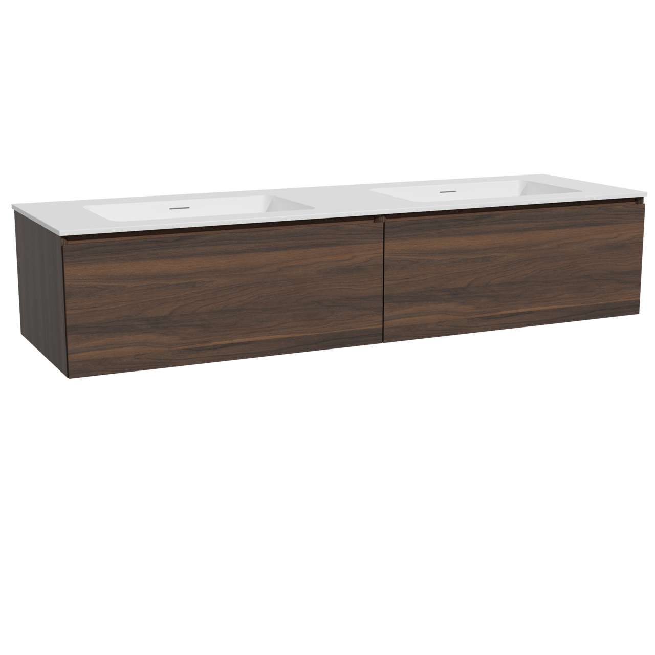 Storke Edge hängendes Möbelstück Set: 170 x 52 cm, Nussbaum, mit Mata Doppelwaschtisch, Solid Surface Weiß matt