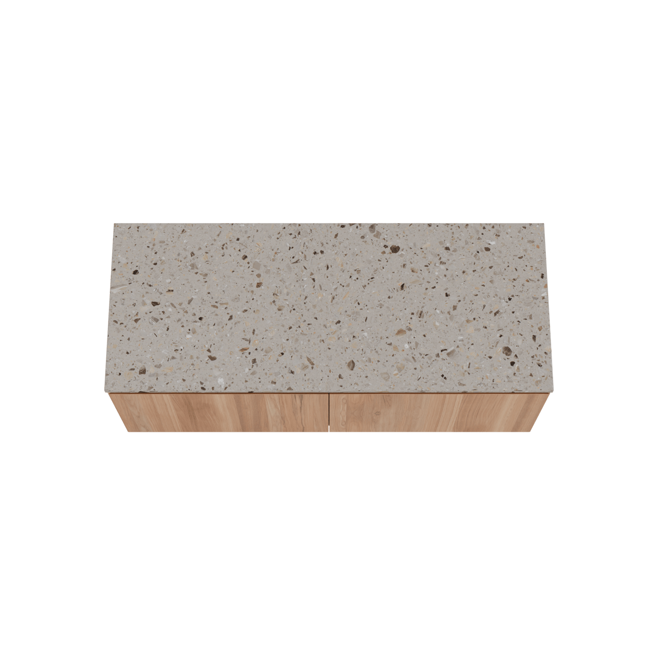 Balmani Idra meuble salle de bains suspendu 135 x 55 cm teck avec Stretto tablette simple ou double en terrazzo greige terrazzo