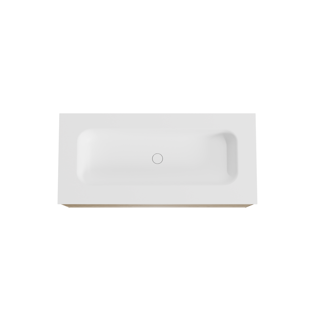 Balmani Mitra zwevend badkamermeubel 120 x 55 cm ruwe eik met Tablo Arcato enkele wastafel voor 2 kraangaten in solid surface mat wit