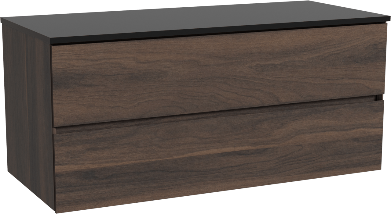 Storke Edge meuble salle de bains suspendu 120 x 52 cm noyer avec Panton tablette simple ou double en mdf enduit de poudre noir mat