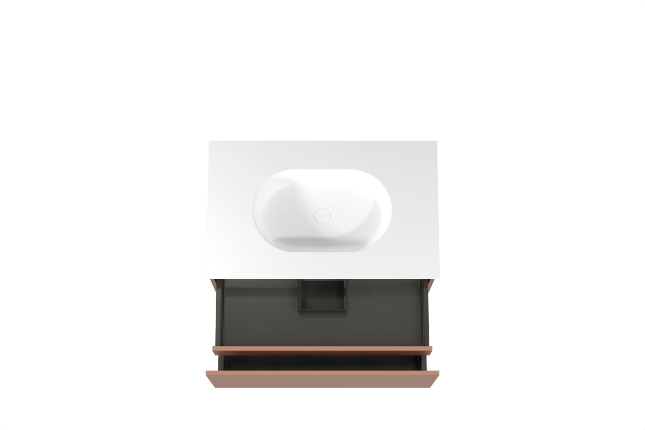 Balmani Sfera meuble salle de bains suspendu 90 x 55 cm cotto avec Tablo Oval plan simple en solid surface blanc mat